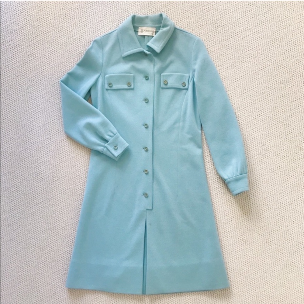 Vintage 1960’s wool Kimberley powder blue dress